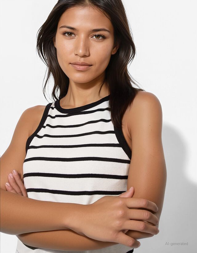 Ujjatlan felső - Bordázott - feher