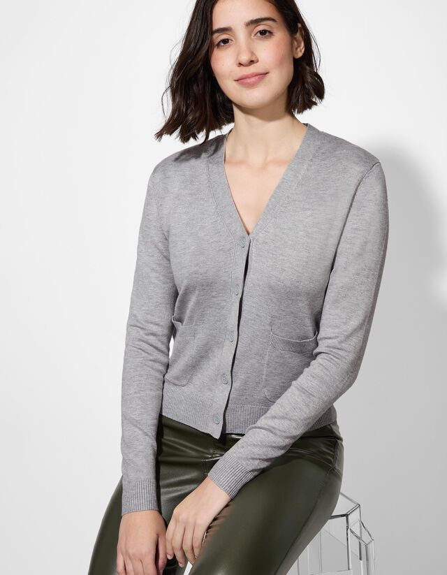 Kötött kardigán - Foltzsebek - fekete