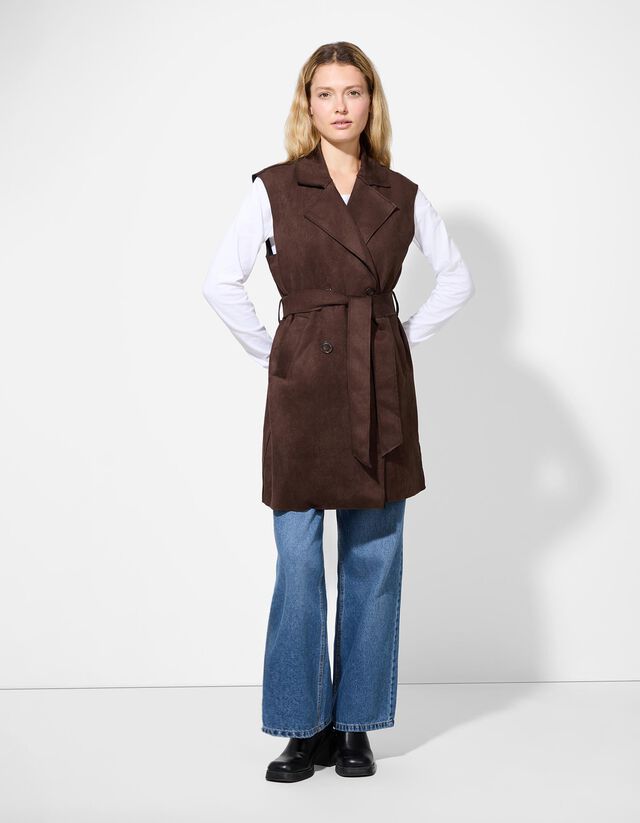 Mellény - Velúr utánzat - sötétbarna