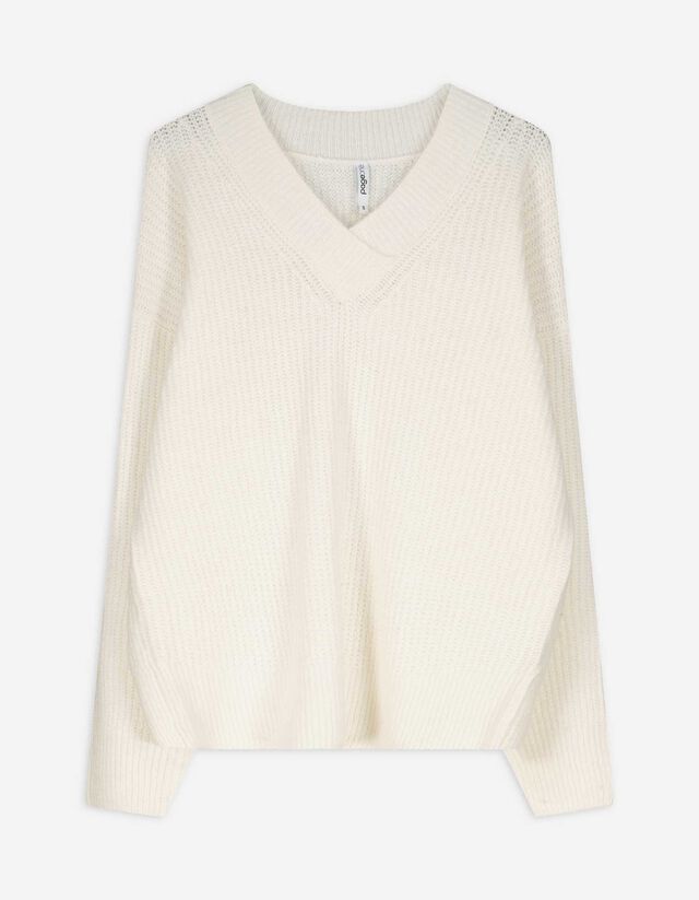 Pulóver - V-kivágás - rozsaszin