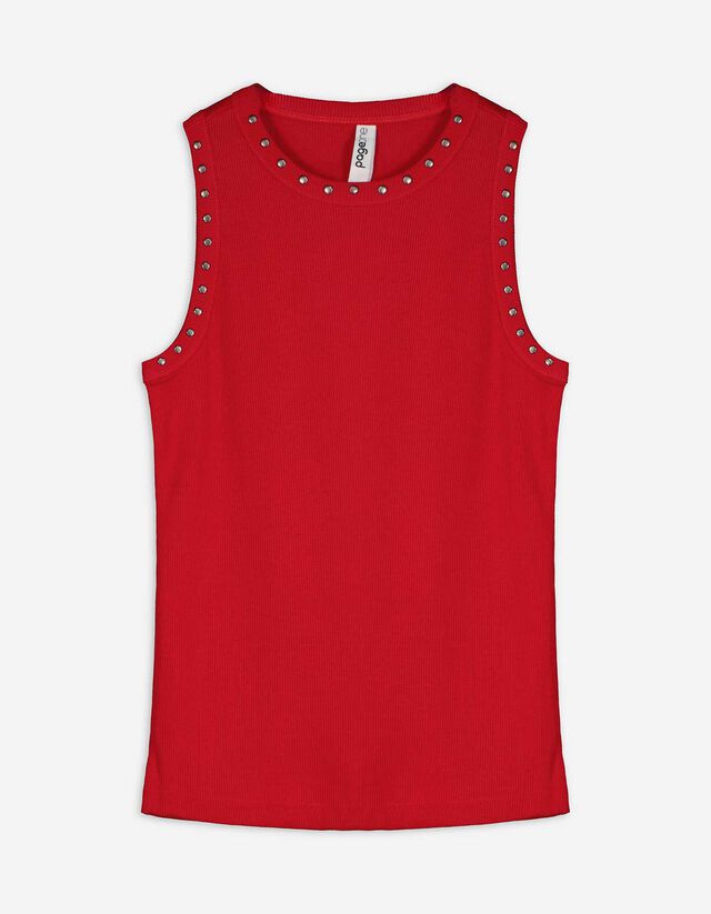 Ujjatlan felső - Szegecselt - piros