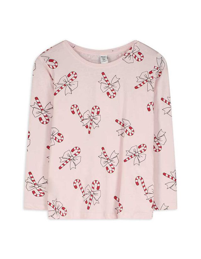 Hosszú ujjú felső - Elszórt nyomott minta - rozsaszin