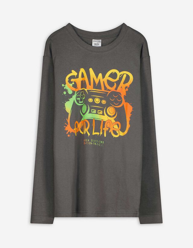 Hosszú ujjú felső - Elülső nyomtatás - bézs