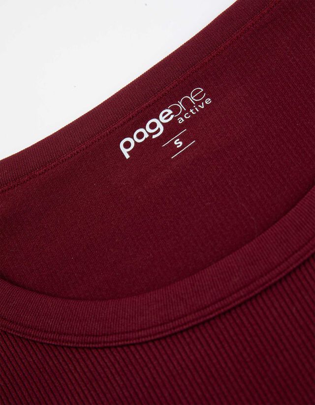 Rövid felső - Bordázott - mélyvörös