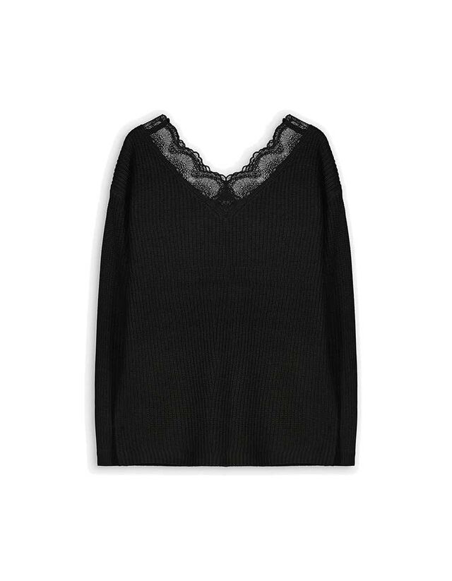 Pulóver - Csipkerátéttel - zöld