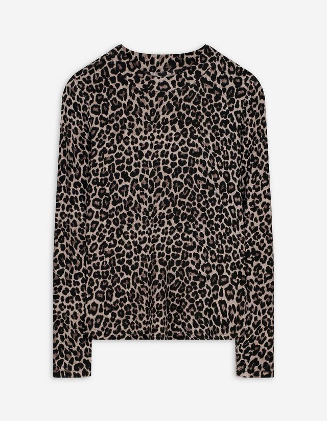 Hosszú ujjú felső - Párducmintás - barna