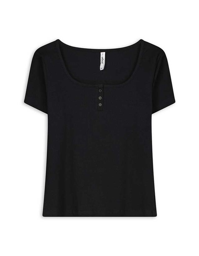 Póló - Bordázott - fekete