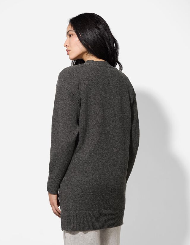 Hosszított kardigán - V-kivágás - bézs