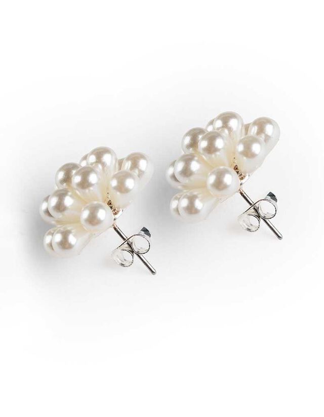 fülbevaló - Gyöngyökkel díszítve - feher