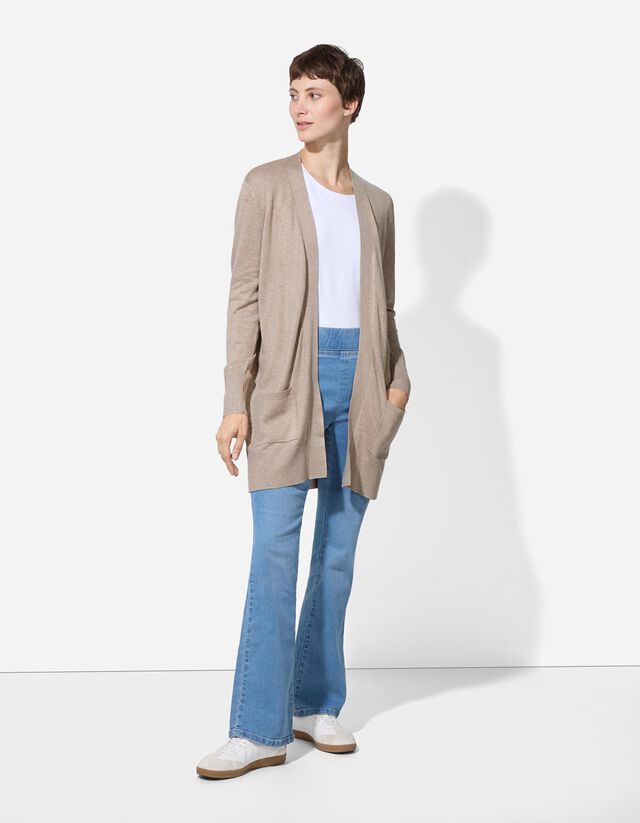 Hosszított kardigán - Foltzsebek - fekete