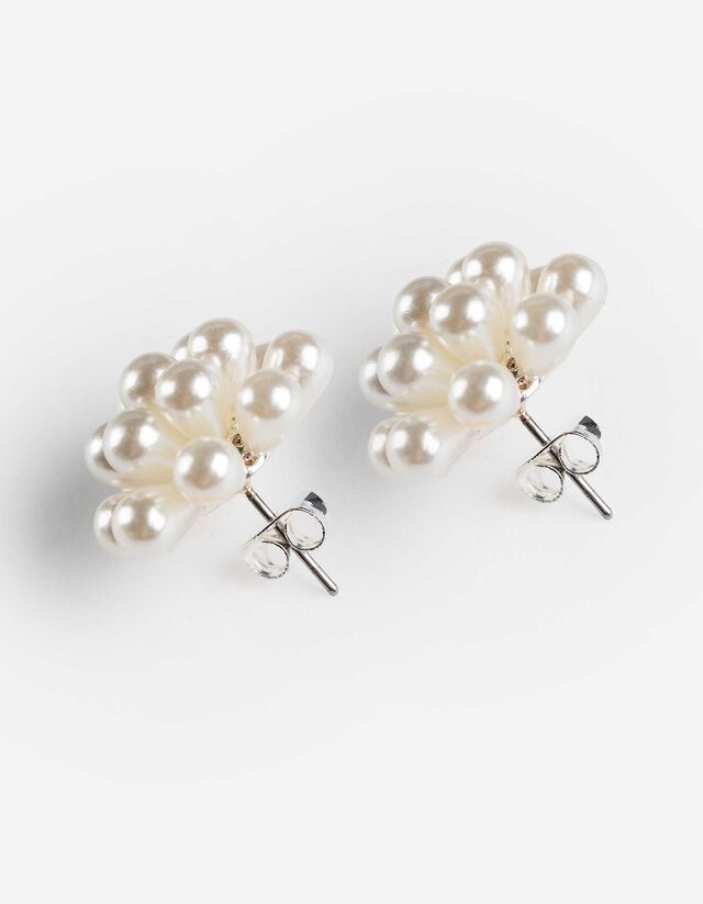 fülbevaló - Gyöngyökkel díszítve - feher