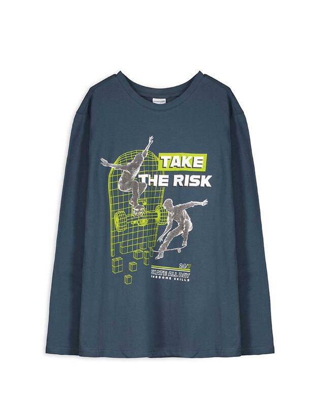 Hosszú ujjú felső - Elülső nyomtatás - bézs