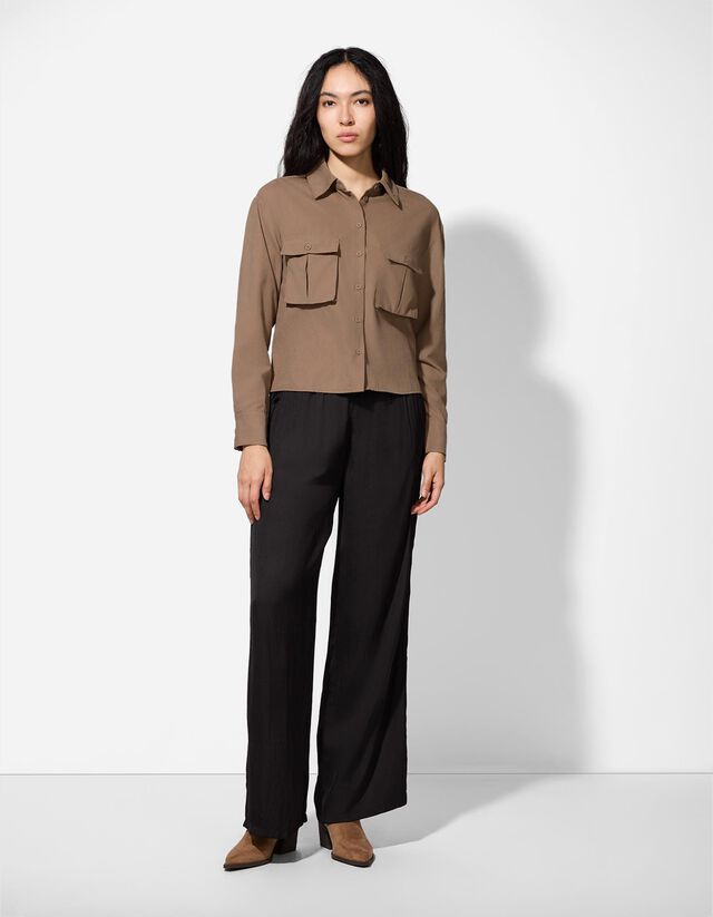 Blúz - poliészter - világos barna