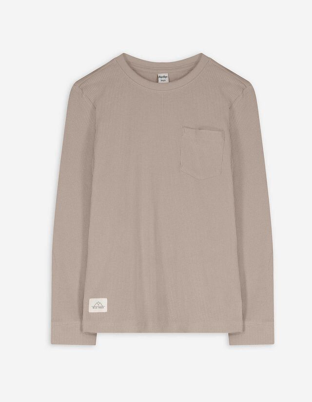 Hosszú ujjú felső - Mellzsebes - világos barna