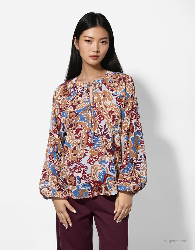 Blúz - Kasmírmintás - feher