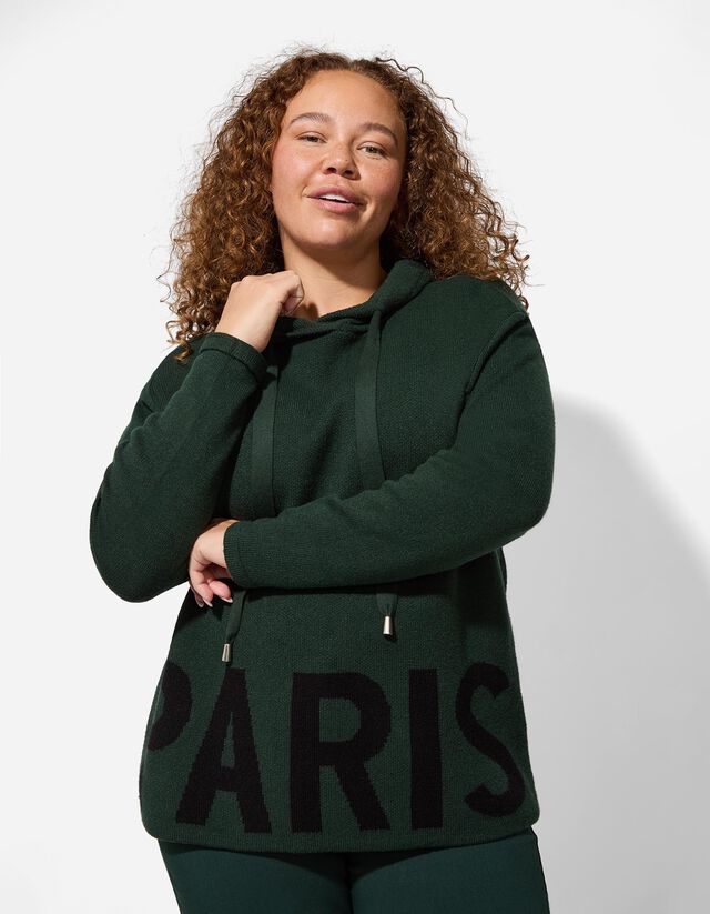 Pulóver - Feliratos - sötétzöld