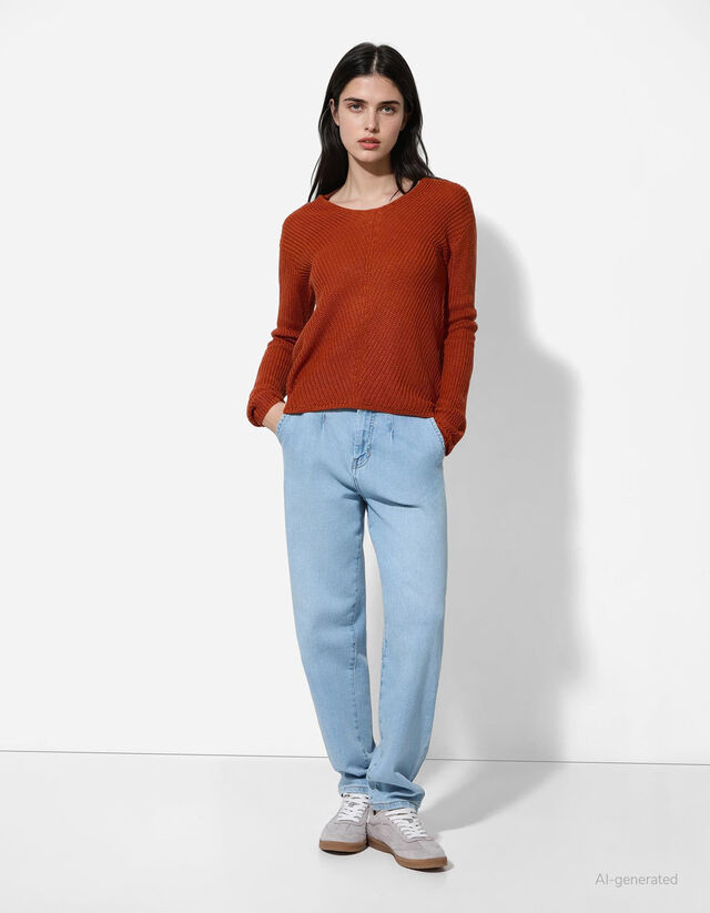 Pulóver - Egyszínű - barna