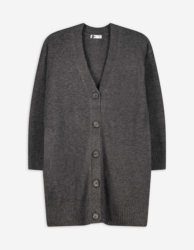 Hosszított kardigán - V-kivágás - bézs