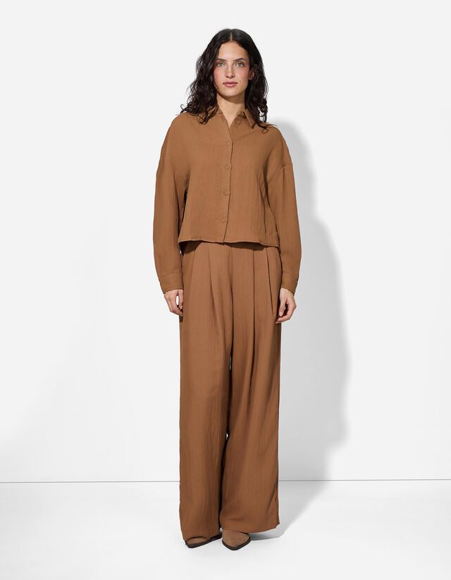 Blúz - Egyszínű - világos barna