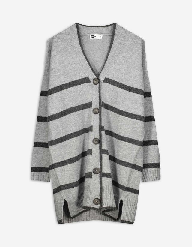 Hosszított kardigán - V-kivágás - szürke