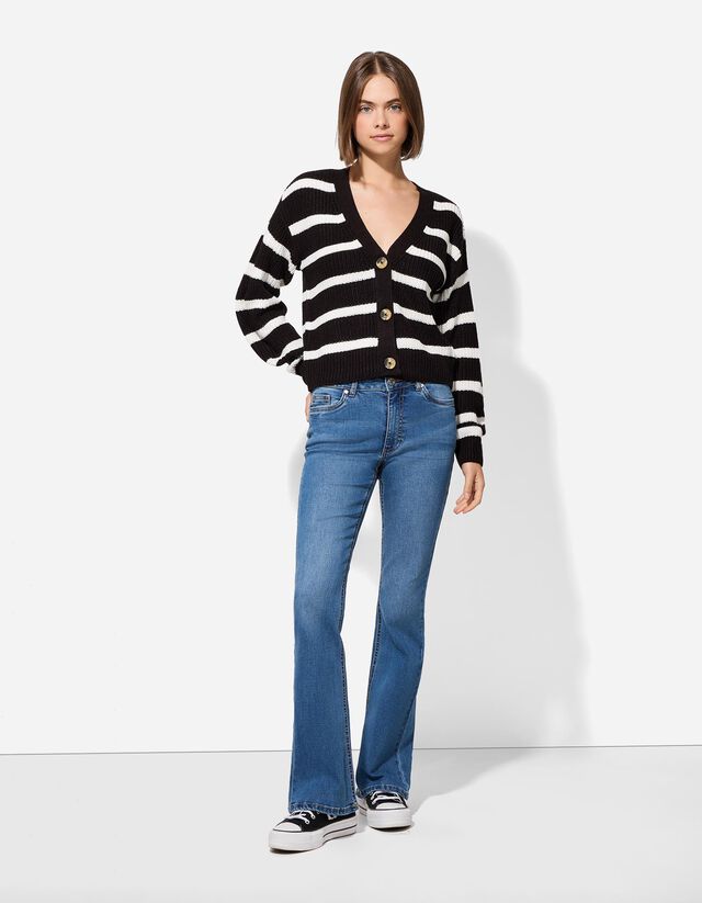 Kötött kardigán - Gombolópántos - sötétszürke