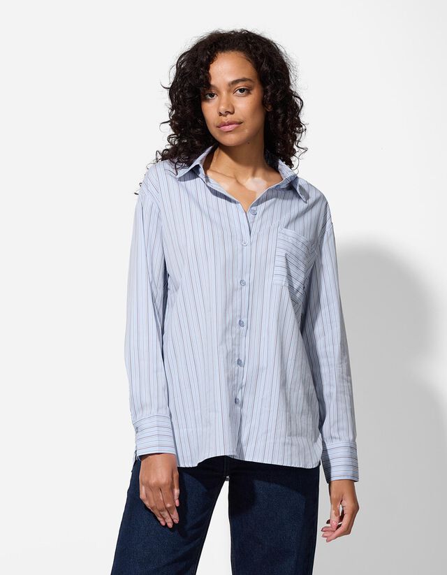 Blúz - Csíkos - világos barna