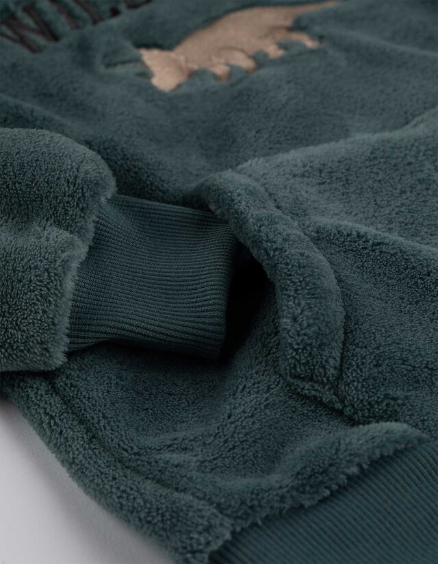 Kapucnis felső - Plüss - zöld