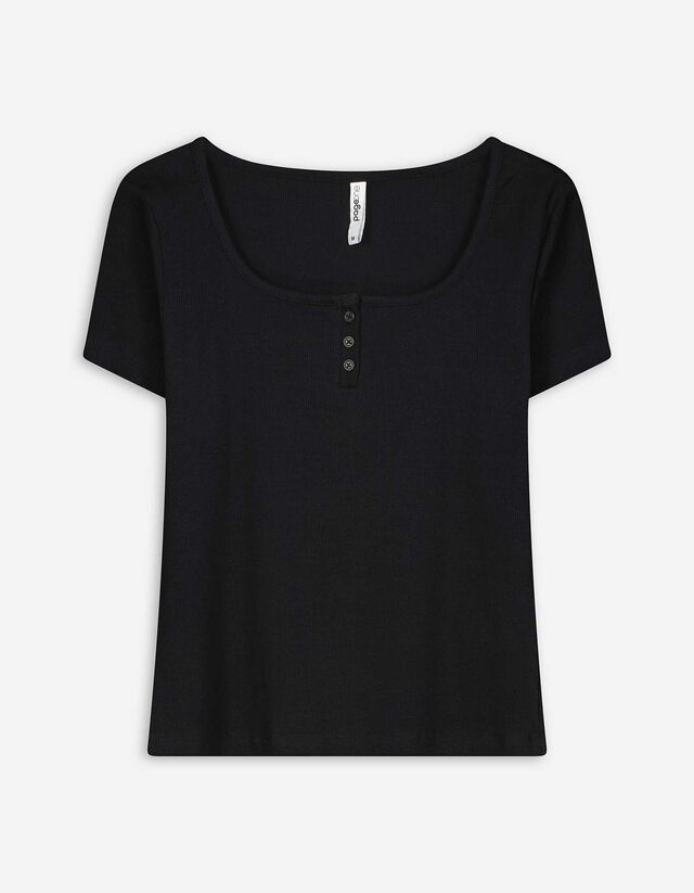 Póló - Bordázott - fekete