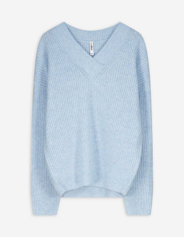 Pulóver - V-kivágás - rozsaszin