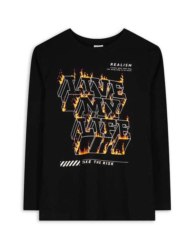 Hosszú ujjú felső - Elülső nyomtatás - bézs