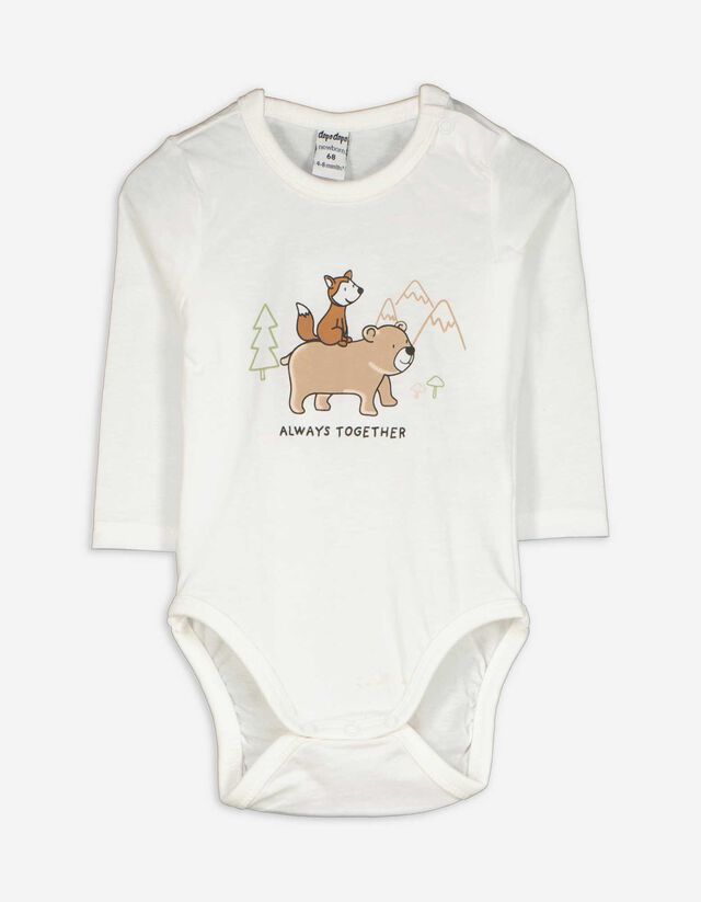 Hosszú ujjú body - Nyomott minta - feher