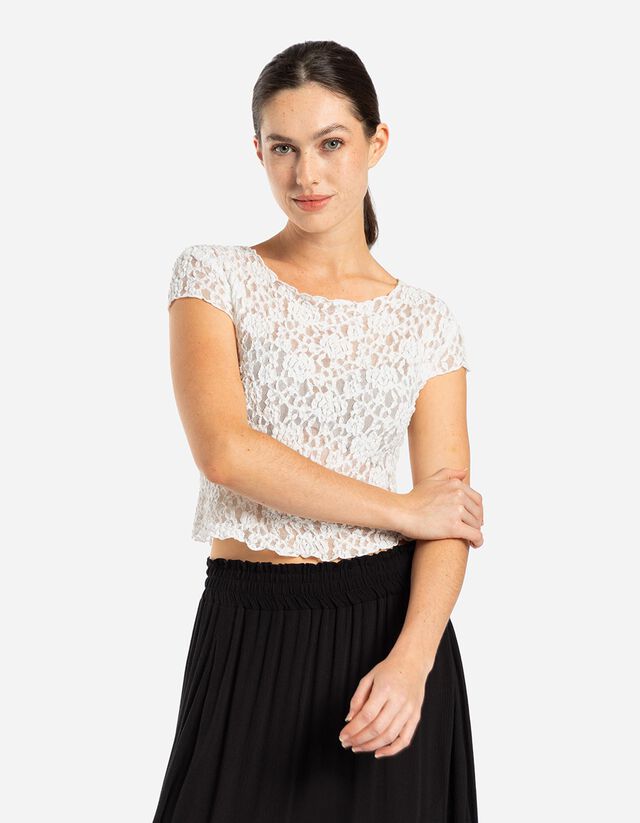 Rövid felső - Csipke - fekete