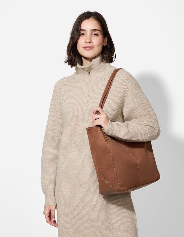 Táska - Bőrhatású - sötétbarna