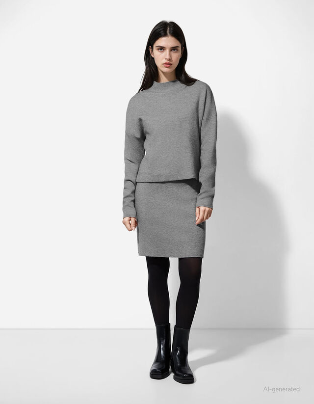 Szoknya - Viszkózkeverék - szürke