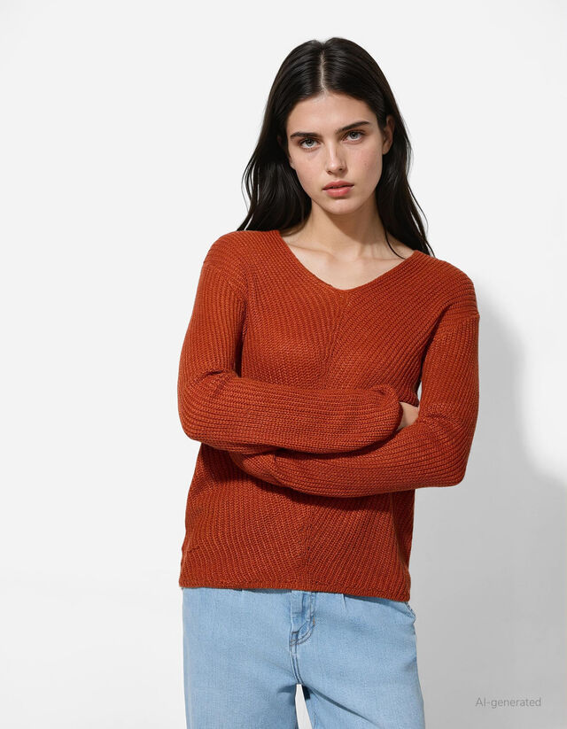 Pulóver - Egyszínű - barna