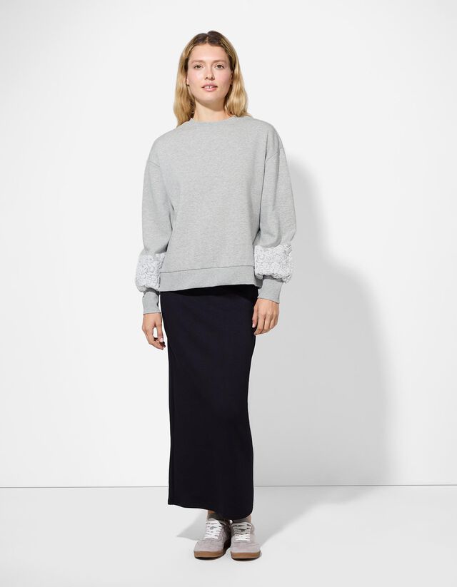 Pulóver - Ballon ujjak - vilagos szurke