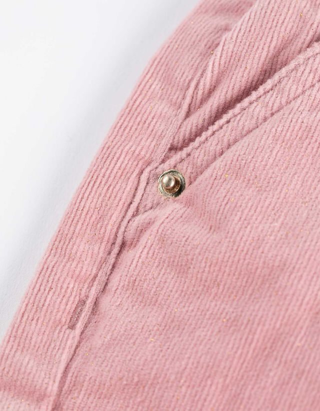 kordbársony nadrág - Csillámos nyomott minta - rozsaszin