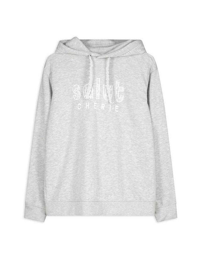 Kapucnis felső - Csipkerátéttel - szürke