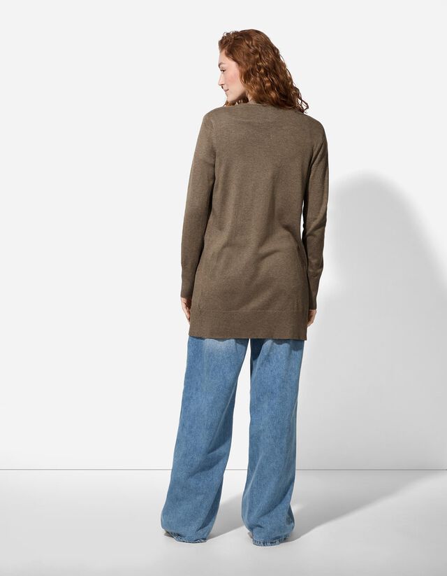 Hosszított kardigán - Foltzsebek - fekete