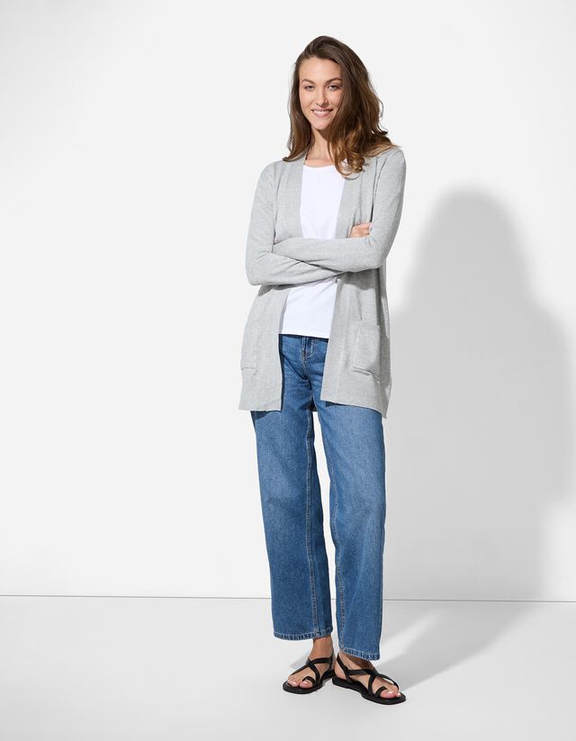 Hosszított kardigán - Foltzsebek - fekete