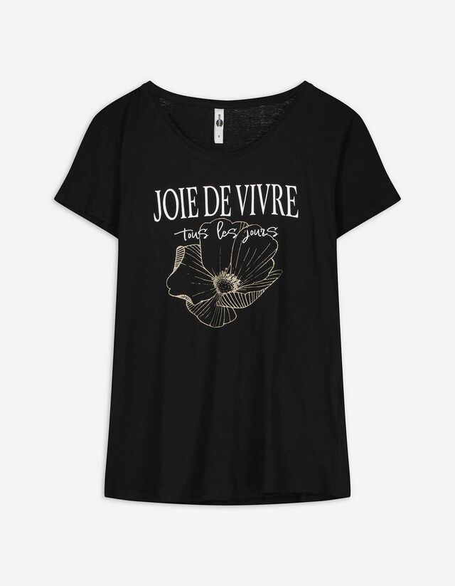 Póló - Csillámos nyomott minta - feher