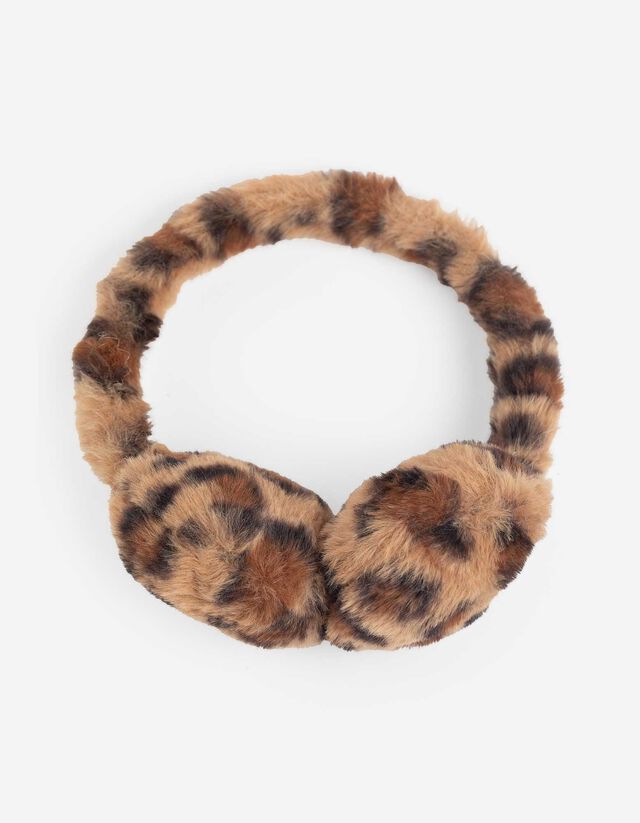 fülvédő - Állatmintás - bézs