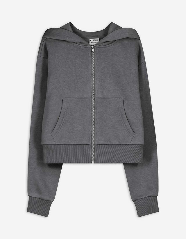 Cipzáros melegítőfelső - rövidített - sötétszürke