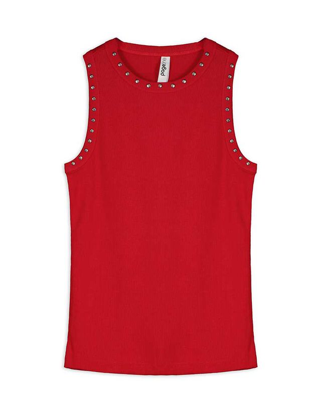 Ujjatlan felső - Szegecselt - piros