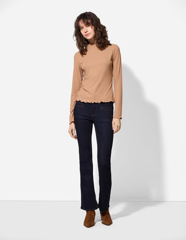 Hosszú ujjú felső - Bordázott - fekete