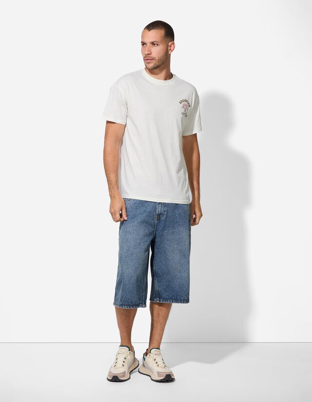 Póló - Hátul nyomtatott minta - feher