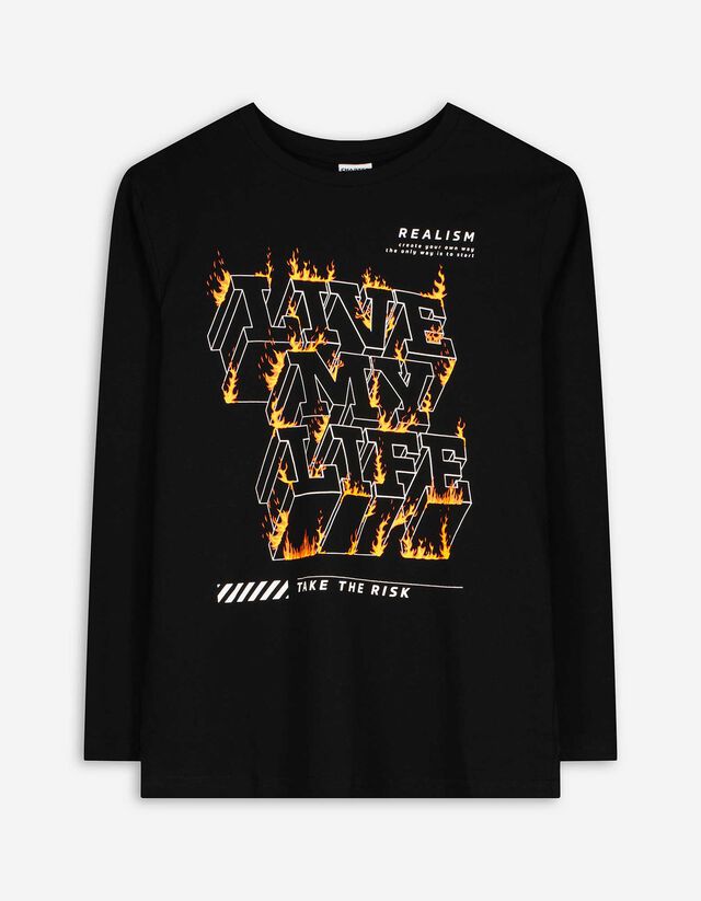 Hosszú ujjú felső - Elülső nyomtatás - bézs