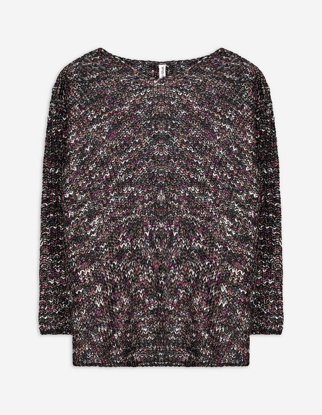 Pulóver - V-kivágás - fekete