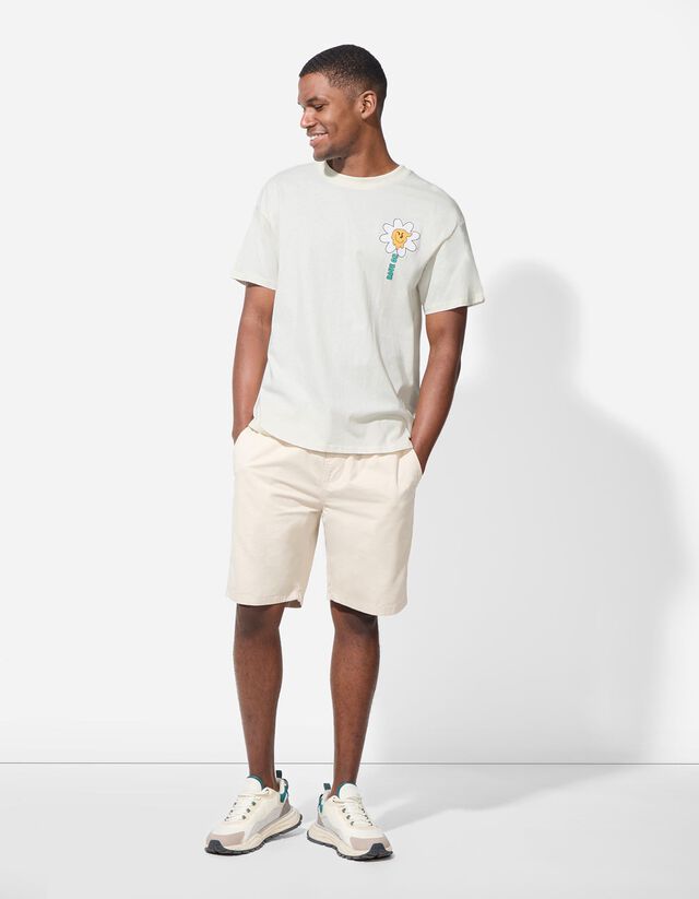 Póló - Hátul nyomtatott minta - feher