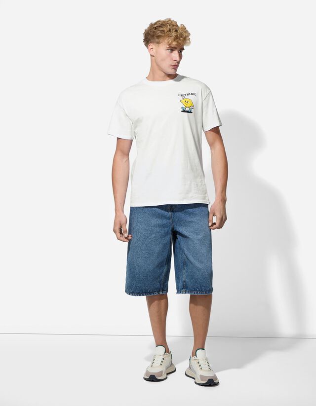 Póló - Hátul nyomtatott minta - feher